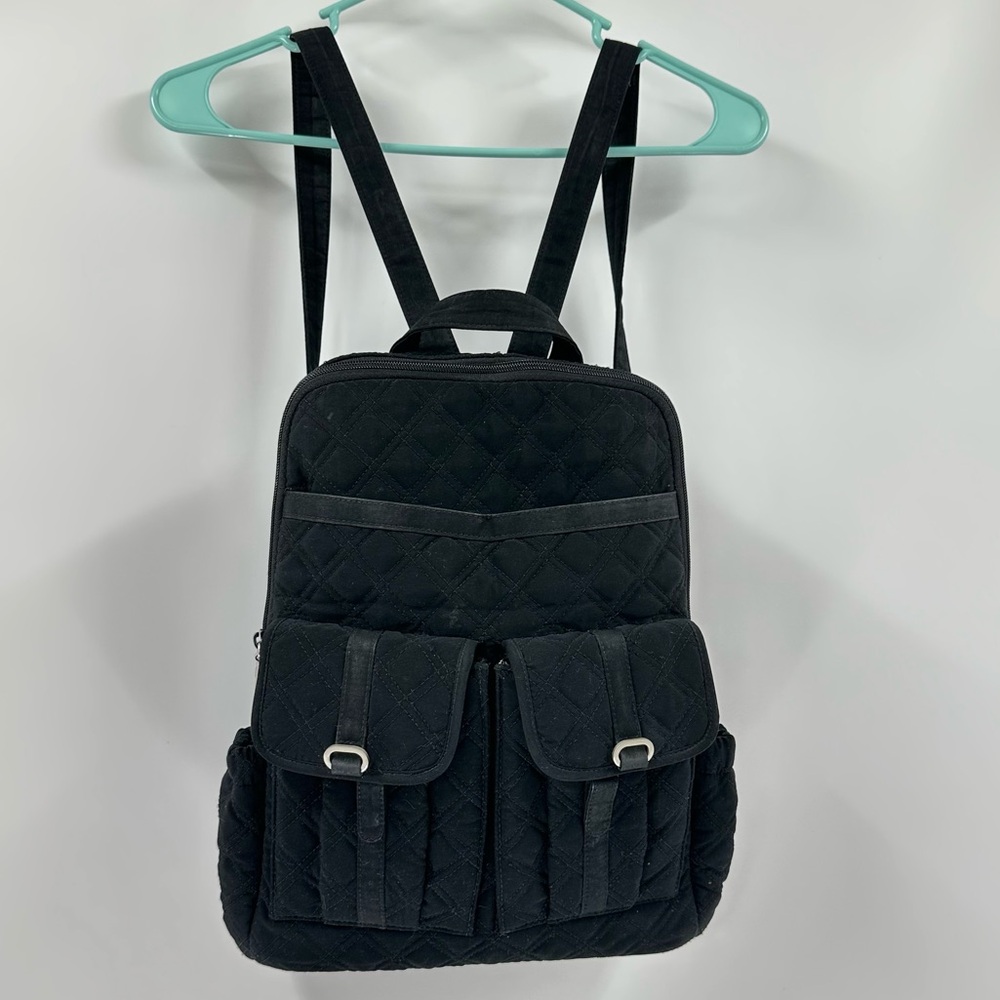 Vera Bradley Black Quilted Campus Back-pack Microfiber - Picture 11 of 14